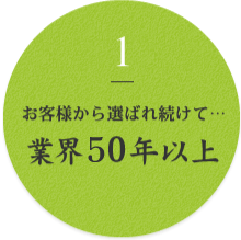 1 お客様から選ばれ続けて…業界50年以上